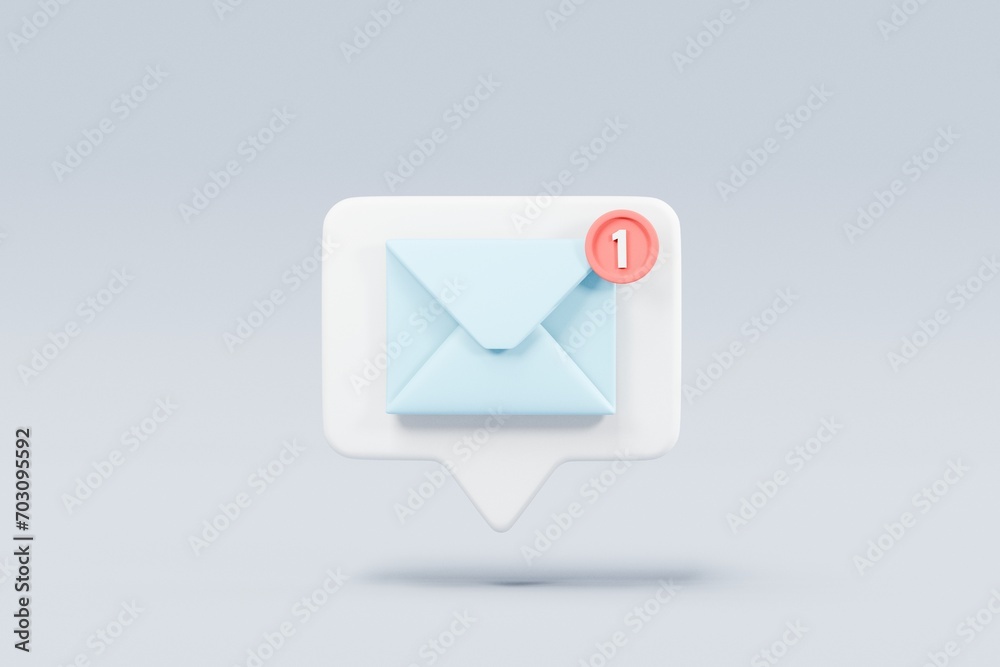 Poster 3d mail envelope icon with notification new message sign icon. minimal 3d email letter with notifica
