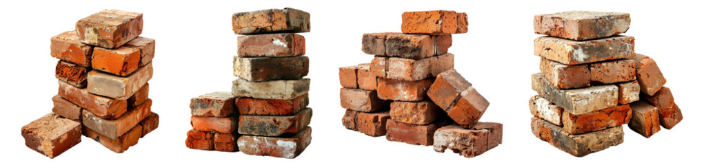 Stack of old bricks, png collection