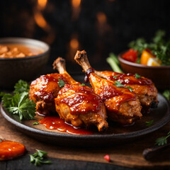 Sweet and Spicy BBQ Chicken Drumsticks - obrazy, fototapety, plakaty