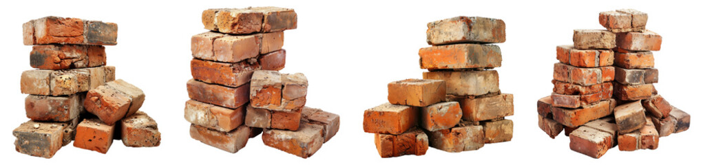 Stack of old bricks, png collection