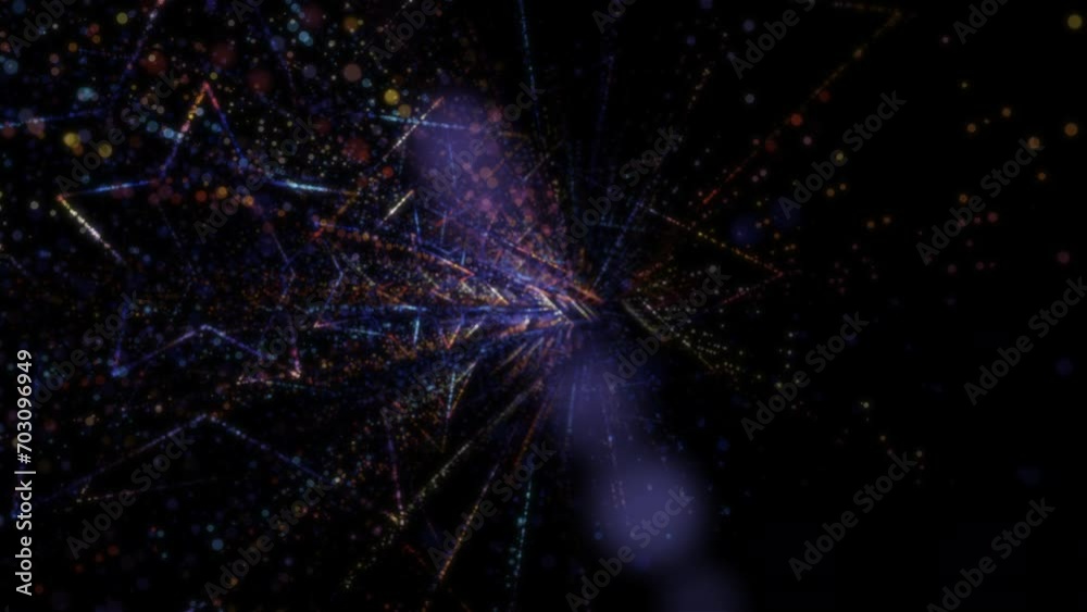 Wall mural abstract digital tunnel in cyberspace consisting of particles. virtual space consisting of a bright 