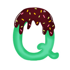 chocolate drip alphabet letter Q