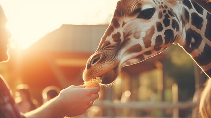 Naklejki  Portrait giraffe in zoo. AI Generative.