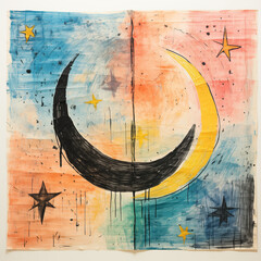 Kids drawing of a moon by Generative AI