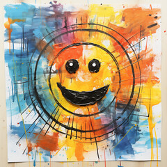 Kids drawing of a smiley face by Generative AI