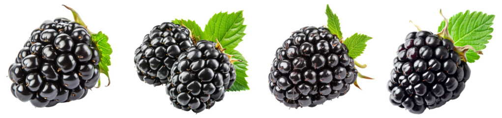 Collection of blackberry fruits, transparent PNG