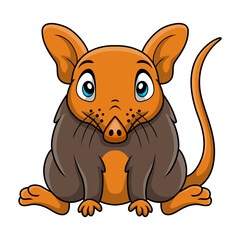 Cute elephant shrew cartoon on white background