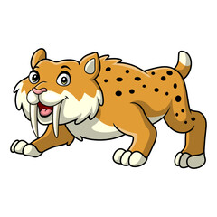 Cute smilodon cartoon on white background