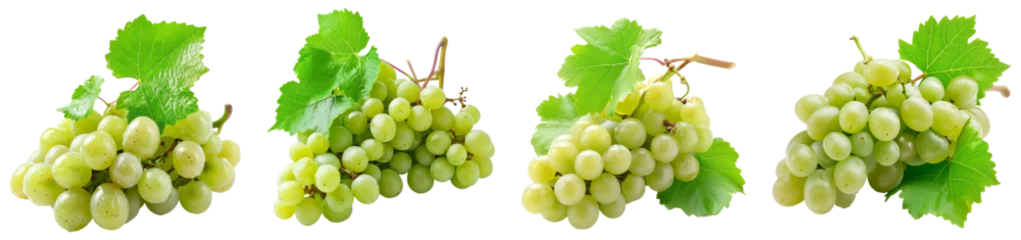 Fotobehang a collection of green grapes isolated on a transparent background © PNGSTOCK