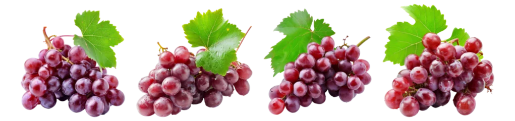 Fotobehang Bunch of red grapes collection. PNG image © PNGSTOCK
