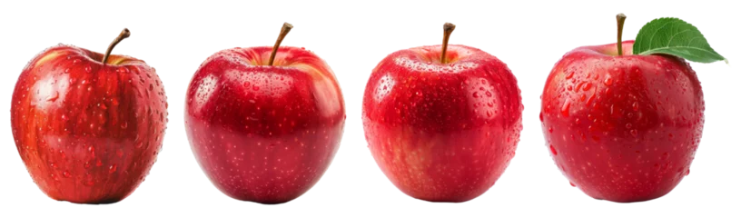 Foto op Plexiglas set of red apples isolated on a transparent background © PNGSTOCK