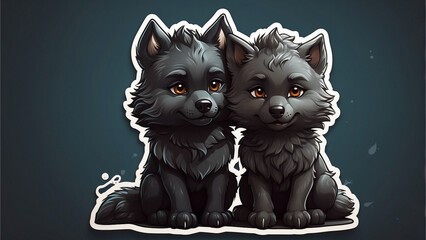 black wold sticker illustration on isolated background