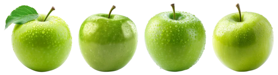 Poster set of green apples isolated on a transparent background  © PNGSTOCK