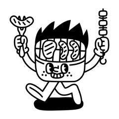 BBQ character design for website, application, printing, document, poster, sticker design, etc.