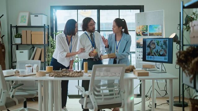 ESG environmental social governance ideas shring business discuss eco-friendly company meeting with business people implementing environmental protection for clean and sustainable future ecology