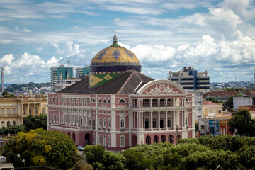 Fototapeta premium Majestic and Imposing Amazonas Theater Cultural and Historical Heritage of the Brazilian People. 