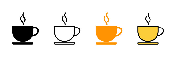 coffee cup icon set vector. cup a coffee sign and symbol