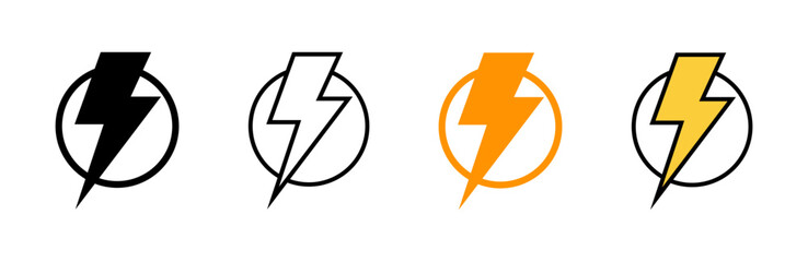 Lightning icon set vector. electric sign and symbol. power icon. energy sign - obrazy, fototapety, plakaty