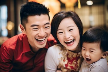 Happiness Chinese new year party with the family
