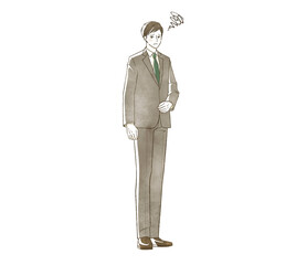 困っているスーツ姿の男性