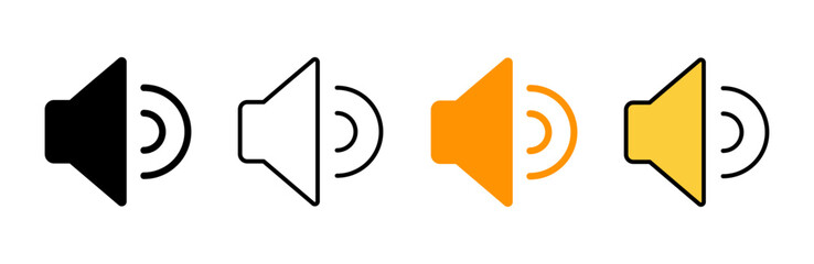 Speaker icon set vector. volume sign and symbol. loudspeaker icon. sound symbol - obrazy, fototapety, plakaty