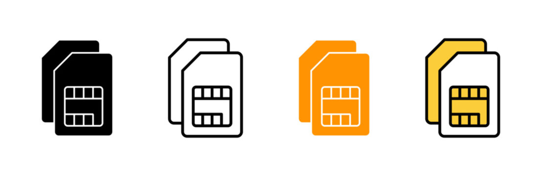Sim card icon set vector. dual sim card sign and symbol