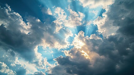 Fototapeta premium Sunshine and blue sky background. Sun and cloud. happy day 