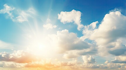 Sunshine and blue sky background. Sun and cloud. happy day	