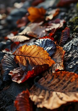 leaves ground scenery cottage hippie naturalist coal nothofagus shards wet mud