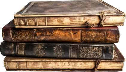 Stack of books isolated on transparent background. png