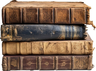 Stack of books isolated on transparent background. png