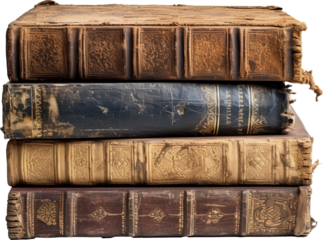 Stack of books isolated on transparent background. png