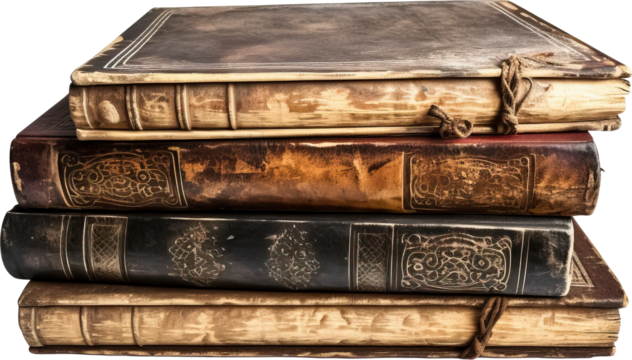 Stack of books isolated on transparent background. png