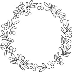 Fototapeta na wymiar Doodle boho flower wreath a boho style floral wreath that is hand drawn with simple, elegant lines. beautiful elements like tinsel, garland, and circular flower arrangements.