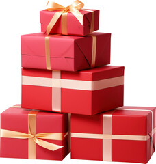 Red gift box isolated on transparent background. PNG