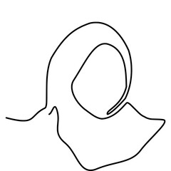 Continous line hijab woman illustration