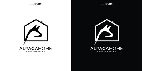 Alpaca house logo design illustration © nurvika
