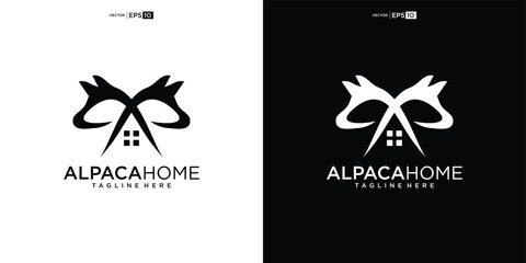Alpaca house logo design illustration