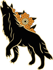 Retro Animal Tattoo Wolf
