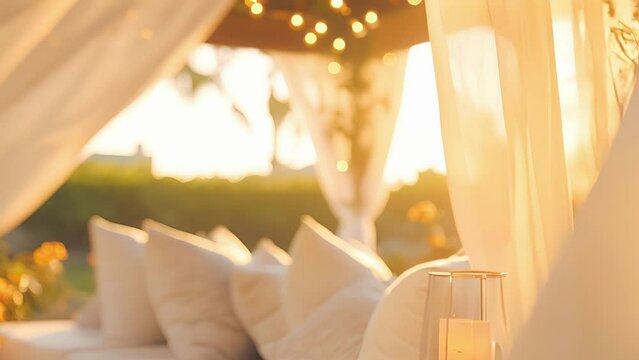 Closeup of the , flowing ds framing the cabana, billowing gently in the warm breeze and adding a touch of elegance to the space.