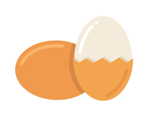Half peeled boiled egg illustration