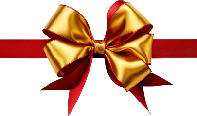 Red yellow bow isolated on transparent background. PNG
