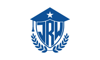 JRW three letter iconic academic logo design vector template. monogram, abstract, school, college, university, graduation cap symbol logo, shield, model, institute, educational, coaching canter, tech