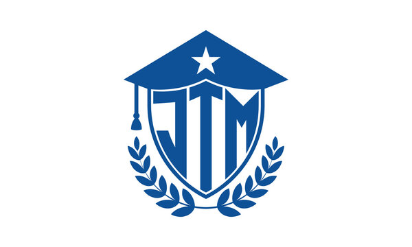 JTM three letter iconic academic logo design vector template. monogram, abstract, school, college, university, graduation cap symbol logo, shield, model, institute, educational, coaching canter, tech