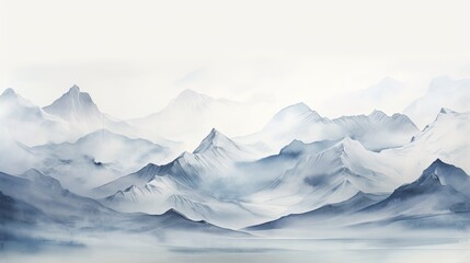 Mountain water color light gray background