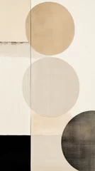 Papier peint photo Style Japandi A black, white, and beige abstract painting with circles  © cac_tus