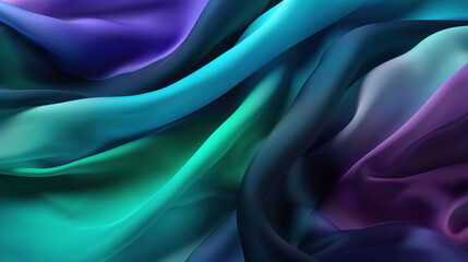 Obraz premium Abstract background of blue and purple satin fabric with smooth waves, representing fluidity and grace.