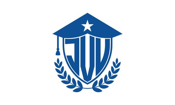 JVU three letter iconic academic logo design vector template. monogram, abstract, school, college, university, graduation cap symbol logo, shield, model, institute, educational, coaching canter, tech