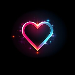  heart shape neon light on black background for graphic use