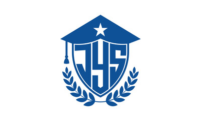 JYS three letter iconic academic logo design vector template. monogram, abstract, school, college, university, graduation cap symbol logo, shield, model, institute, educational, coaching canter, tech